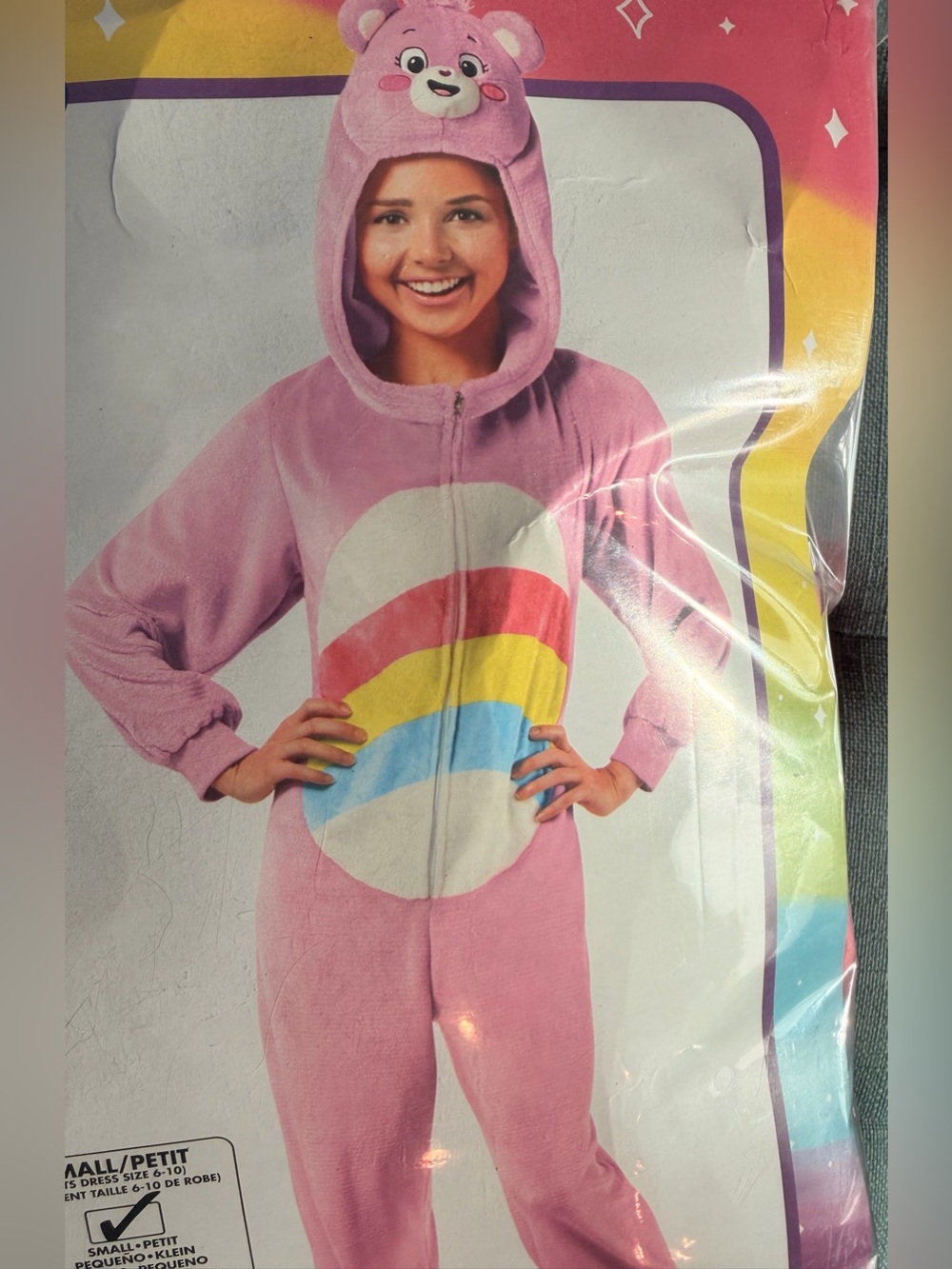 Adult Cheer Bear Care Bear Pink Hooded Pajama Onesie with Bear Hood